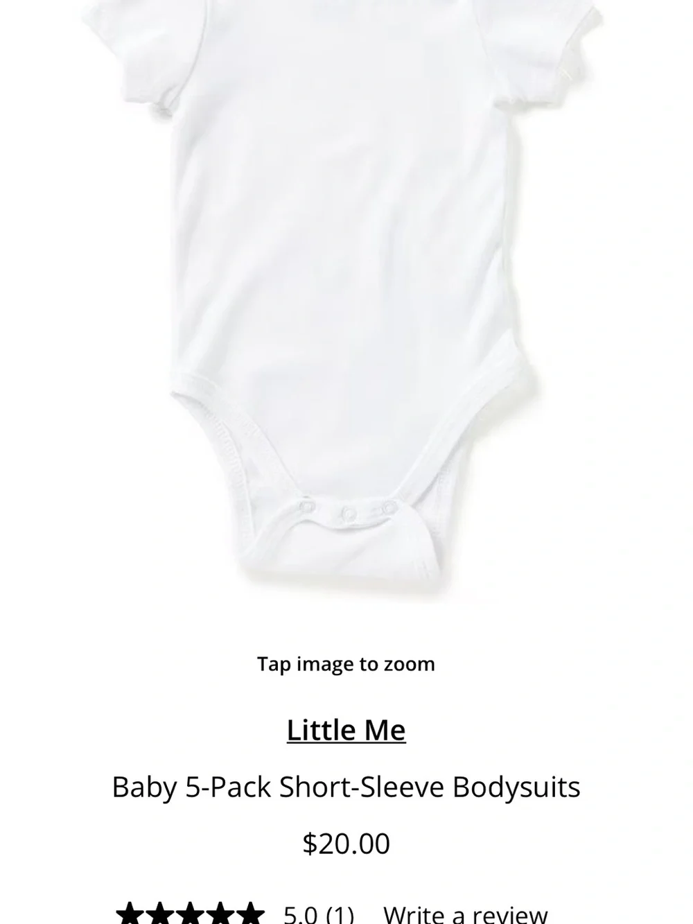 Little Me White 5 Pack Short-Sleeve Baby Bodysuit